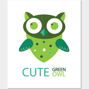 Cute Green Owl Posters and Art